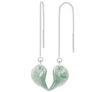 Orecchini da donna, gioielli Orecchini di giada Verde Fei Cui Giadeit Ali d'angelo Charms Propizio romantico Ciondolo in cristallo Fili Parti in argento puro Chakra Gemma Giadeit Feng Shui Amuleto Qua