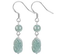 Orecchini da donna, gioielli Orecchino di giada for donna Acqua blu Fei Cui Giada Pi Yao Ciondolo Parti in argento puro Feng Shui Ricchezza Amuleto Meditazione Ornamento Orecchini a bottone in cristal