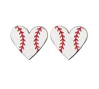 Orecchini da donna gioielli sportivi a forma di cuore sport baseball borchie rugby calcio pallavolo basket orecchini in legno moda donna orecchini gioielli donna, Misura unica, Legno, Nessuna pietra