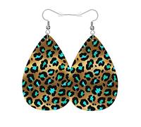 Orecchini Da Donna Gold Blue Cheetah Spot Fur Animals Print Orecchino In Ecopelle Moda Decorazioni Per Feste Goccia D'Acqua Orecchini, Per Party, Valentine'S Day, Wedding