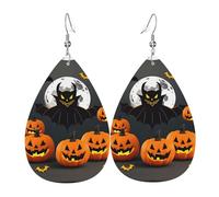 Orecchini Da Donna Halloween Moon Bat Pumpkin Print Orecchino In Ecopelle Decorazioni Per Feste Orecchini A Goccia Lunghi, Per Party, Carnevale, Le Donne