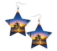 Orecchini da donna hawaii per feste in spiaggia, orecchini pendenti a forma di stella scintillante, gioielli alla moda per una serata fuori, One Size, Pelle