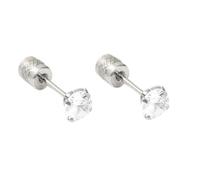 Orecchini da donna, in acciaio inossidabile, con chiodo rotondo, 2/8 mm, con zirconia cubica, 2 mm, per la festa del papà, 7MM, Acciaio inossidabile, Zirconia cubica