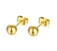 Orecchini da donna, in acciaio inossidabile, orecchini a perno da donna, color oro, piccole perline rotonde 6 x 6 mm, per moglie, gioielli moderni, 6x6MM, Acciaio inossidabile, Nessuna pietra preziosa