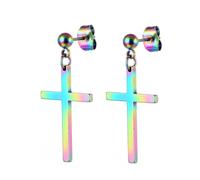 Orecchini da donna, in acciaio inox, con croce argentata, per uomo, festa della mamma, gioielli moderni, 23x15MM, Acciaio inossidabile, Nessuna pietra preziosa