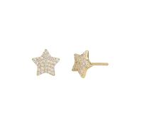 Orecchini da donna in argento 925 a forma di stella con diamanti pieni., Metallo