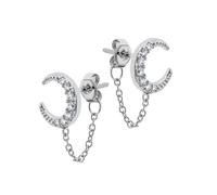 Orecchini da donna in argento 925 con zirconi luna/catena per la festa della mamma gioielli, Silber, Argento sterling, Zirconia cubica