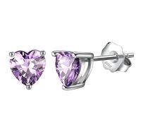 Orecchini da donna in argento 925 con zirconia cubica cuore con pietra portafortuna per San Valentino, Juni, Argento sterling, Zirconia cubica