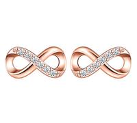 Orecchini da donna in argento 925, orecchini a perno con simbolo dell'infinito, con zirconi lucidi, idea regalo per Natale, compleanno