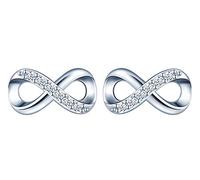 Orecchini da donna in argento 925, orecchini a perno con simbolo dell'infinito, con zirconi lucidi, idea regalo per Natale, compleanno