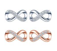 Orecchini da donna in argento 925, orecchini a perno con simbolo dell'infinito, con zirconi lucidi, idea regalo per Natale, compleanno