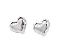 Orecchini da donna in argento a forma di cuore color pesca, per uso | Opzione color argento, comodo da indossare tutto il giorno, chiusura sicura a bottone, adatto per l'uso quotidiano