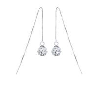 Orecchini da donna in argento con perline a diamante pieno, orecchini lunghi in rame lucidi, accessori eleganti per il tragitto giornaliero, regalo di compleanno/San Valentino per fidanzata