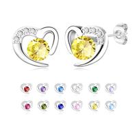 Orecchini da donna in argento S925 per lei, 1-12 mesi, con pietra portafortuna, Small, Acciaio inossidabile Cristallo, 0