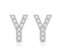 Orecchini da donna, in argento, set di 26 lettere, per la festa della mamma, gioielli, Y, Rame, Zirconia cubica