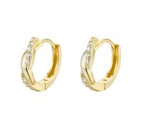 Orecchini da donna in argento Sterling 925 con zirconi cubici Huggie Small Gold Hoop CZ Stud Cuff Earring da spiaggia, Taglia unica, Rame, Nessuna pietra preziosa