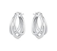 Orecchini da donna in argento sterling 925 orecchini a cerchio piccoli orecchini in oro ipoallergenici per donna, regali di gioielli, talla única, Argento Rame, Nessuna pietra preziosa