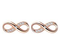 Orecchini da donna in argento sterling 925, orecchini a perno a forma simbolo dell'infinito, con zirconi, Argento e oro rosa, Regalo di Natale o di compleanno