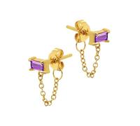 Orecchini da donna in argento Sterling 925 placcato oro con zirconi/catena a perno, regalo per la festa della mamma, Cristallo, Zirconia cubica