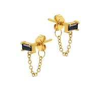 Orecchini da donna in argento Sterling 925 placcato oro con zirconi/catena a perno, regalo per la festa della mamma, Cristallo, Zirconia cubica