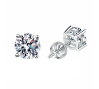 Orecchini da donna in argento sterling con quattro artigli Mosang pietra fresca e dolce., High carbon stone, Metallo