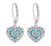 Orecchini da donna in argento Sterling con turchese in filigrana nodo celtico albero della vita croce vintage pendenti a goccia monachella gioielli bohémien regali, Argento sterling, Zirconie