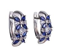 Orecchini da donna in argento Sterling con zaffiro creato in laboratorio, con zirconia cubica, chiusura inglese, orecchini pendenti con pietre preziose - Collezione di gioielli in argento Sterling