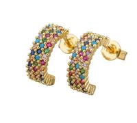 Orecchini da donna in cristallo e zircone, orecchini a bottone romantici in stile boho arcobaleno(Style 2)