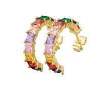 Orecchini da donna in cristallo e zircone, orecchini a bottone romantici in stile boho arcobaleno(Style 4)