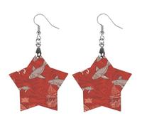 Orecchini da donna in legno a forma di animale del Mar Rosso, gioielli vintage eleganti in legno, orecchini leggeri per matrimoni, feste, regalo di tutti i giorni, Circular, Legno, Legno