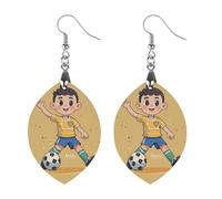 Orecchini da donna in legno a forma di calcio, eleganti gioielli in legno, orecchini leggeri per matrimoni, feste, regalo di tutti i giorni, Love, Legno, Legno