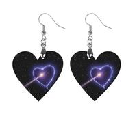 Orecchini da donna in legno a forma di cuore con stella cadente, gioielli vintage eleganti in legno, orecchini leggeri per matrimoni, feste, regalo di tutti i giorni, Circular, Legno, Legno