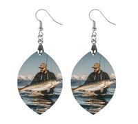 Orecchini da donna in legno a forma di onda di pesca bassa, gioielli vintage eleganti in legno, orecchini leggeri per matrimoni, feste, regalo di tutti i giorni, Apricot shaped, Legno, Legno