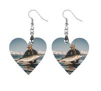 Orecchini da donna in legno a forma di onda di pesca bassa, gioielli vintage eleganti in legno, orecchini leggeri per matrimoni, feste, regalo di tutti i giorni, Love, Legno, Legno