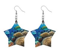 Orecchini da donna in legno a forma di pesce barriera corallina, gioielli vintage eleganti in legno, orecchini leggeri per matrimoni, feste, regalo di tutti i giorni, Star, Legno, Legno