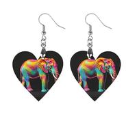 Orecchini da donna in legno con elefanti colorati, eleganti gioielli in legno, orecchini leggeri per matrimoni, feste, regalo di tutti i giorni, Love, Legno, Legno
