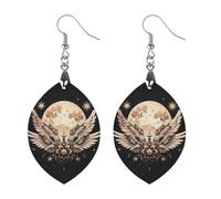 Orecchini da donna in legno con luna e fiori, gioielli vintage eleganti in legno, orecchini leggeri per matrimoni, feste, regalo di tutti i giorni, Star, Legno, Legno