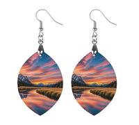 Orecchini da donna in legno con riflessi al tramonto, gioielli vintage eleganti in legno, orecchini leggeri per matrimoni, feste, regalo di tutti i giorni, Circular, Legno, Legno