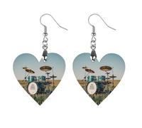 Orecchini da donna in legno con stampa di campo, eleganti gioielli in legno vintage, orecchini leggeri per matrimoni, feste, regalo di tutti i giorni, Apricot shaped, Legno, Legno