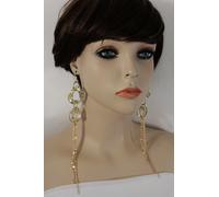 Orecchini Da Donna In Metallo Dorato A Catena Hip Hop Con Frange Lunghe A Fiore