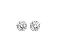 Orecchini da donna in oro bianco, 0,2 carati, rotondi, veri gioielli alla moda, classici, Oro bianco 18 carati (750), Diamante