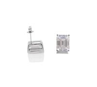 Orecchini da donna in oro bianco 9 carati, rettangolari, moissanite, per moissanite e madre, Moissanite