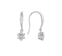 Orecchini da donna in oro bianco, pendenti, moderni, diamanti 0,6 carati, solitari, veri gioielli, Oro bianco 18 carati (750), Diamante