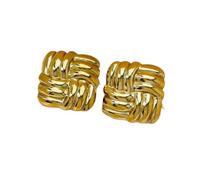 Orecchini da donna in oro con nodo grosso, geometrici, quadrati, testurizzati, gioielli minimalisti di ispirazione vintage per uso quotidiano e per feste