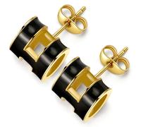 Orecchini da donna in oro nero/bianco/arancione, collana da donna in oro e oro, orecchini da donna, orecchini dorati, idea regalo per donne San Valentino, Oro giallo