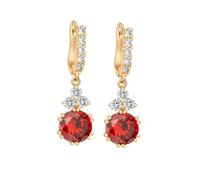 Orecchini da donna, in oro, pendenti rotondi con zirconia cubica, 9,5 x 31 mm, per sorelle, San Valentino, gioielli semplici, 9.5x31MM, base placcata oro rosa, Zirconia cubica