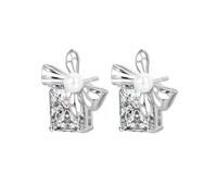 Orecchini da donna, in oro, trago, zirconi, per la festa del papà, Bow PearlZirkoniaQuadratische Form, Rame, Zirconia cubica