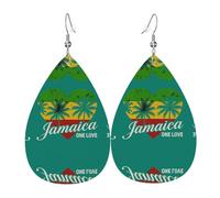 Orecchini da donna in pelle a forma di cuore giamaicano con ciondolo con gancio, alla moda, vintage, per feste e uso quotidiano, Misura unica, Pelle