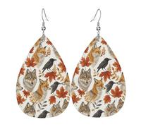 Orecchini Da Donna In Pelle A Forma Di Goccia Autumn Maple Leaves And Wolves Lussuoso Orecchini Eleganti Ciondolo Con Pendente A Goccia Per Matrimoni Feste Uso Quotidiano