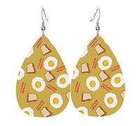 Orecchini Da Donna In Pelle A Forma Di Goccia Bacon Eggs Breakfast Leggeri Orecchini In Pelle Moda Ciondolo Con Pendente A Goccia Per Feste Uso Quotidiano Matrimoni